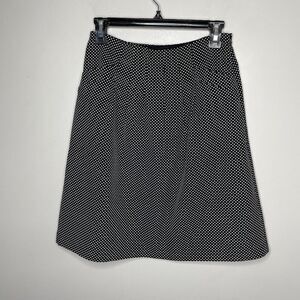 OUTBACK RED Womens Polka-Dot Knee-Length Skirt EUC Sz XS Black Lined Pockets